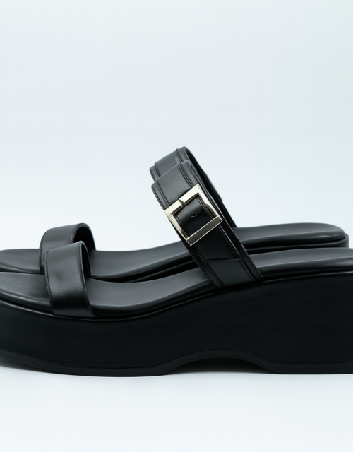 Talent Black Leather Sandals